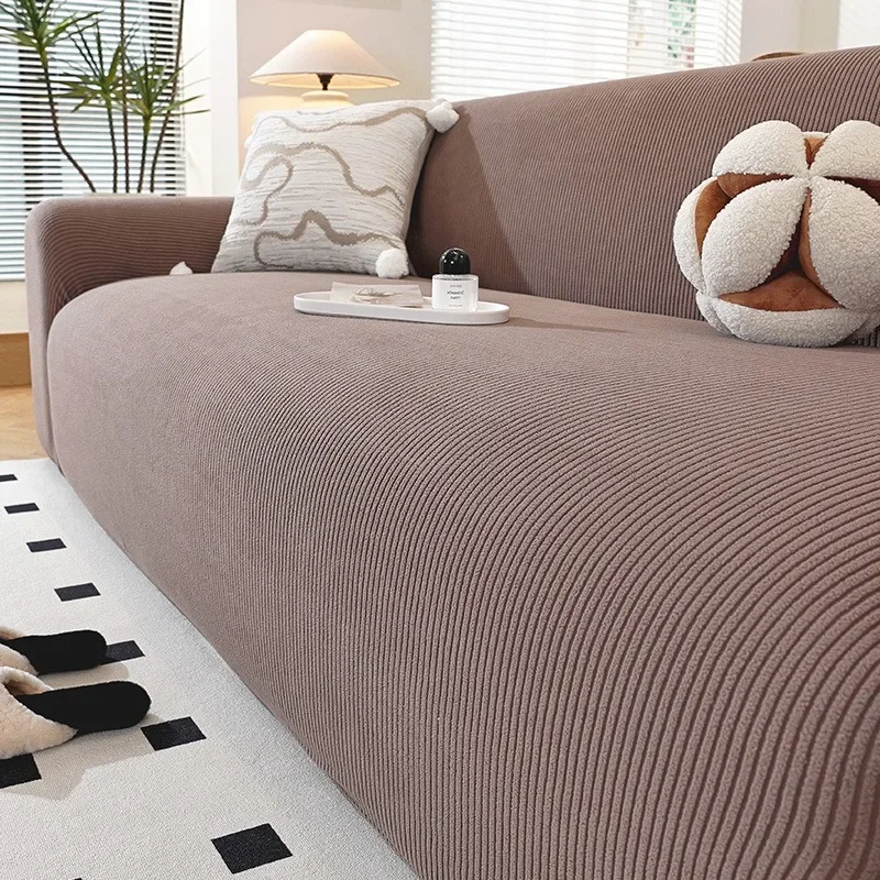 Jacquard Sofa Slipcover Striped Pattern Elastic Fitted Sofa Couch Protector Washable Sofa Covers for Sectional Sofachair