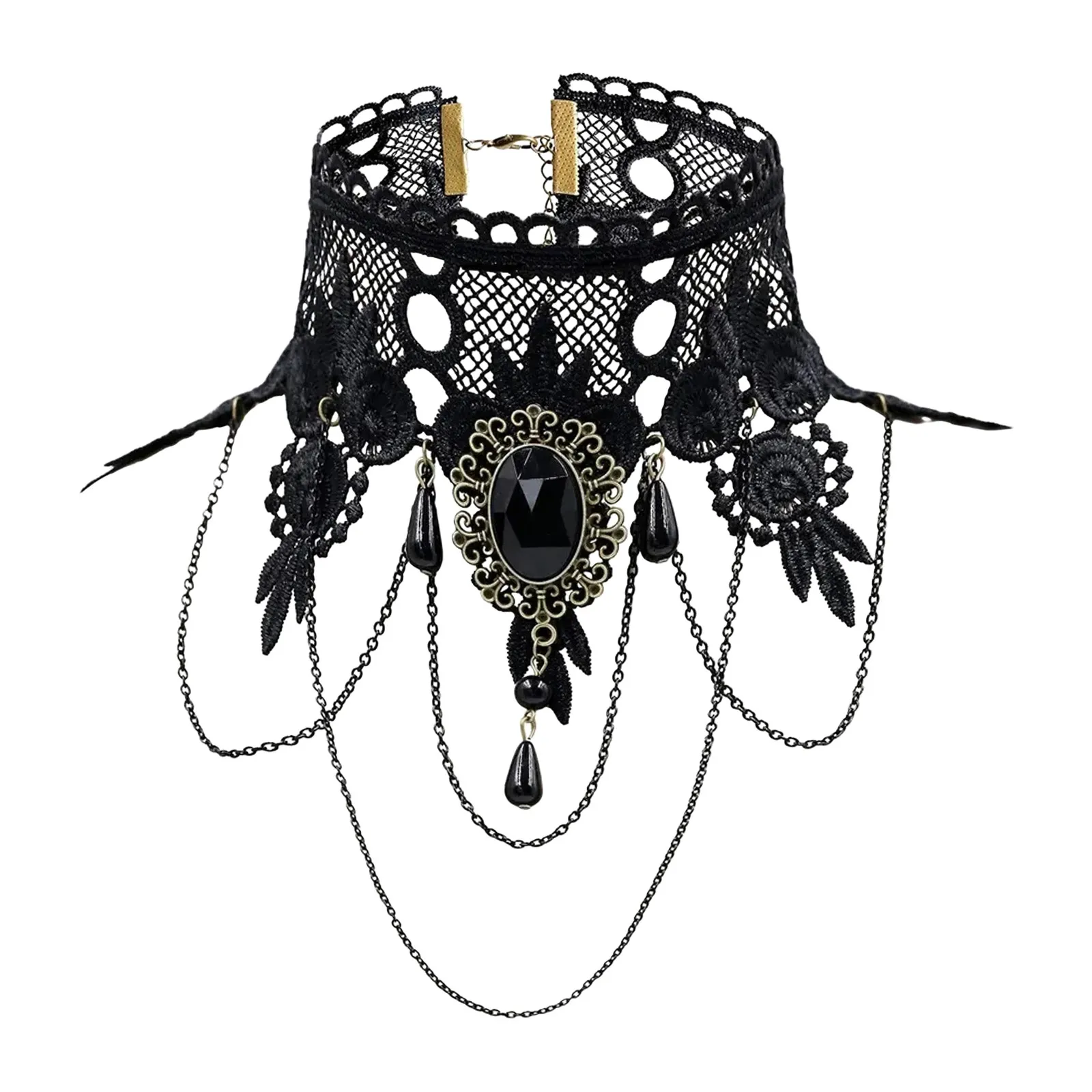 Collana di pizzo nero di Halloween Collana di ragazza piccante gotica di nuovo stile Decorazione Costumi vintage di Halloween Accessori per tracolla