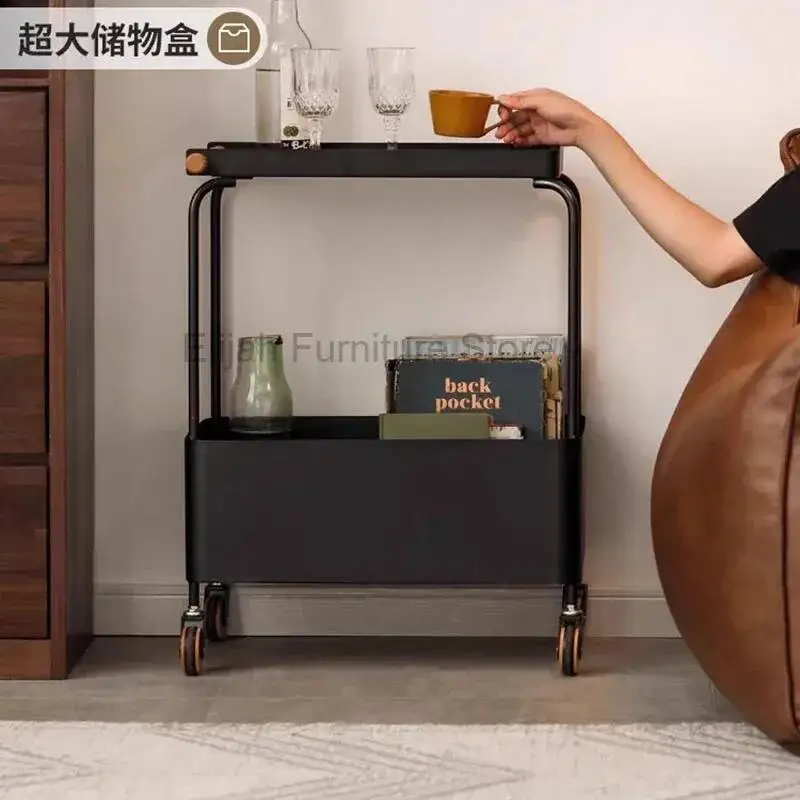 Storage Trolley Rack Living Room Snack Cart Wrought Iron Mobile With Wheels Vintage Storage Rack Salon Furniture