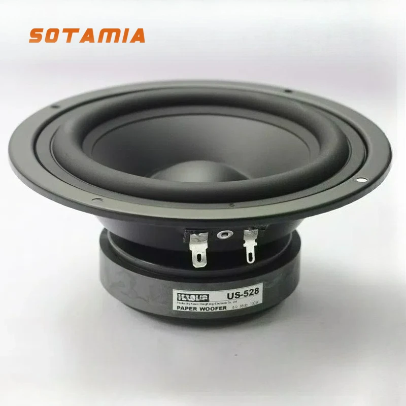 

SOTAMIA, 1 шт., 5,5-дюймовый среднечастотный динамик, 6 Ом, 100 Вт, матовый бумажный конус, герметичный чистый среднечастотный динамик HIFI, настольная книжная полка, аудио