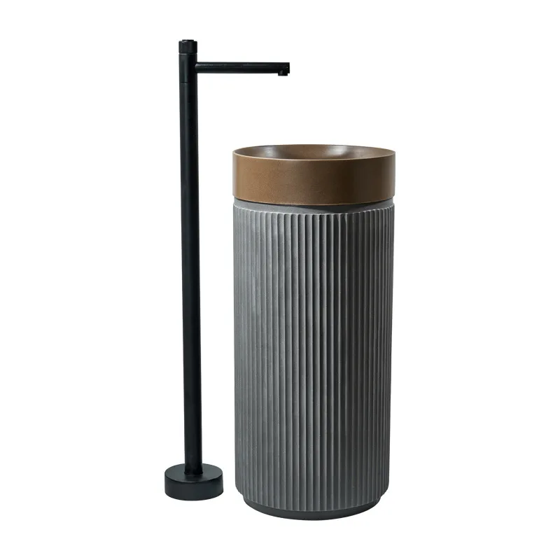 Artificial Stone Pedestal Sink for Bathroom, Freestanding Vertical Wash Basin, Integrated Creative Hand Wash Basin RS2020