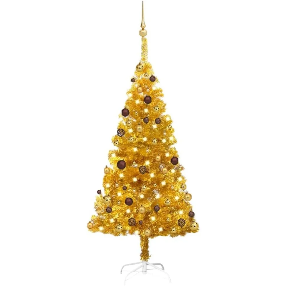 Pre Installed Artificial Christmas Tree with Ball Set Gold 59.1 