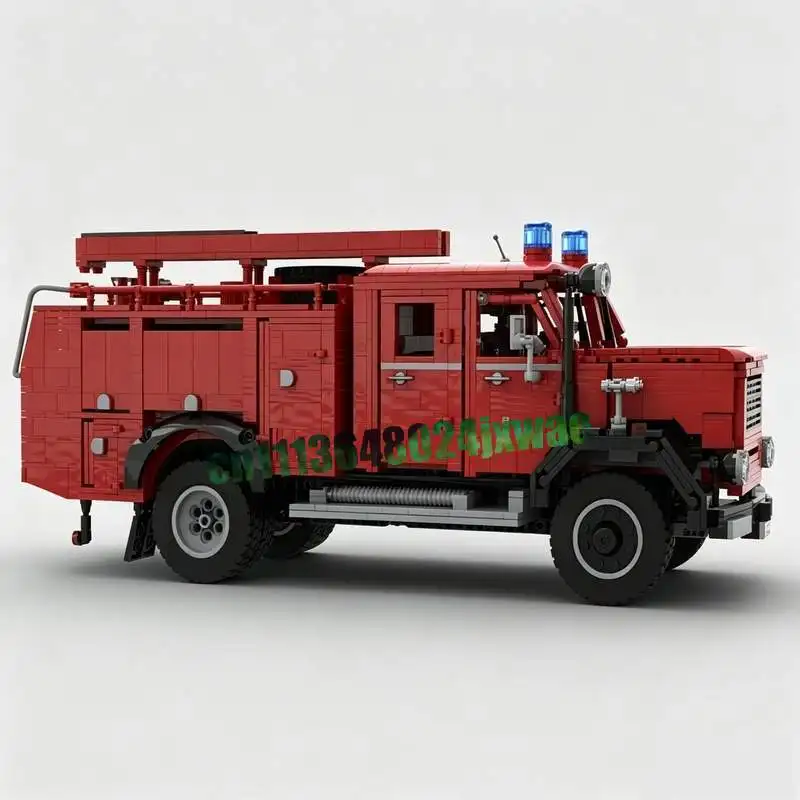 2728Parts Classic Emergency Rescue Fire Truck Vehicle Model Custom Puzzle Technical Assembly Building Blocks Toy Gift Collection