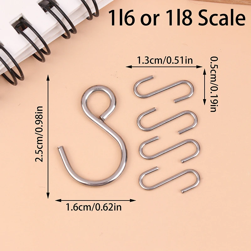 5PCS/SET 1/3 1/4 1/6 1/8 S Hook For Mini Doll Hands, Feet, Head Connection Hooks Doll Accessories