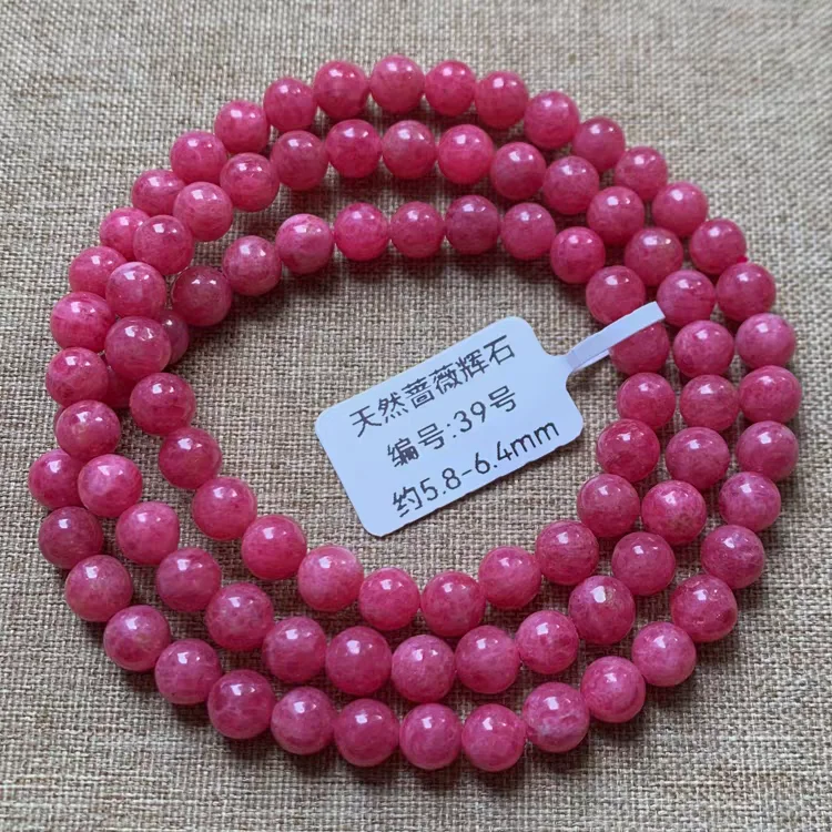 Natural Rose Rhodonite Round Beads Bracelet 6mm Women Men 3 Laps Red hodonite Gemstone Red Rhodonite Fashion Jewelry AAAAA