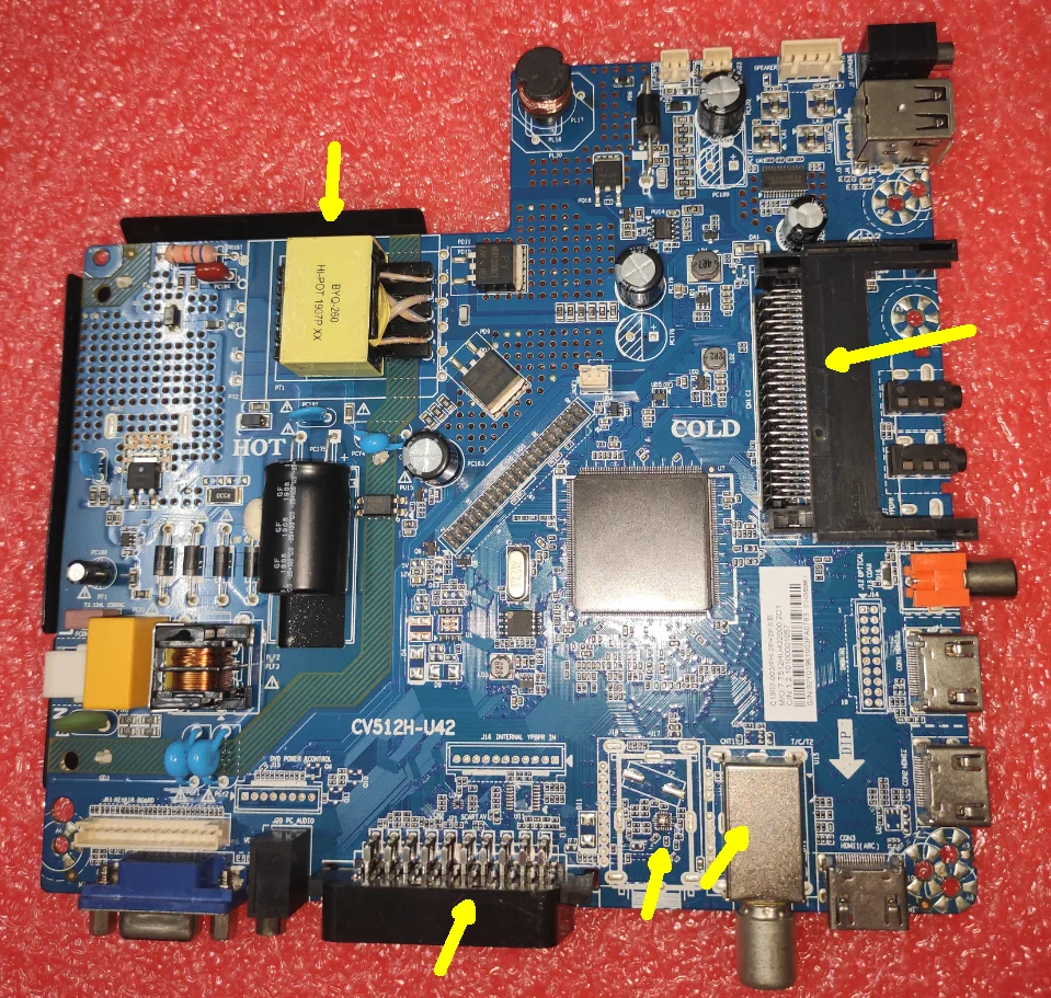 Placa base de TV CV512H-U42, tres en uno, múltiples interfaces diferentes, compatible con diferentes pantallas