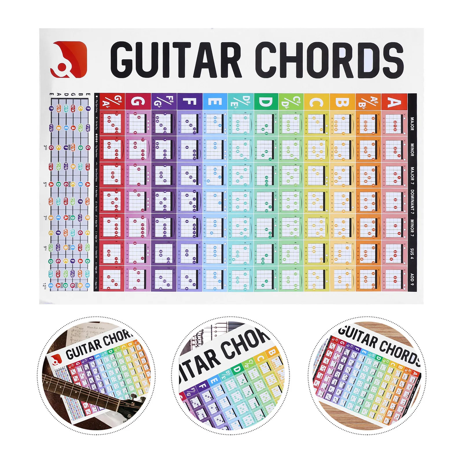 

Guitar Chord Chart Big Font Foldable Learning Guide For Beginners Acoustic Guitar Reference Charts Instrument Accessories