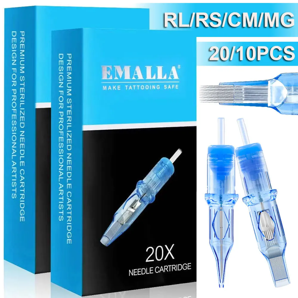 

20/10pcs EMALLA Eliot Tattoo Cartridge Needles RL RS CM MG Disposable Tattoo Needles Sterilize Tattoo Cartridges for Tattoo Pen