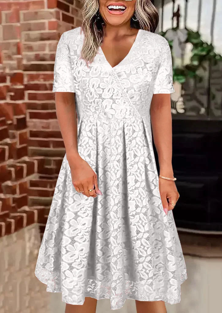 Elegant Black Lace Dress Women - Midi Skirt Floral recension och pris