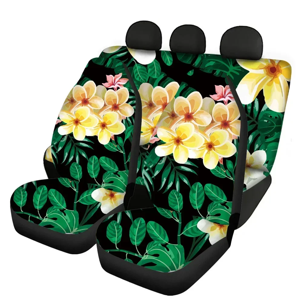 

Tropical Plumeria and Leaves Print Soft Front and Back Car Seat Covers for Women Men Washable Vehicle Seat Protector