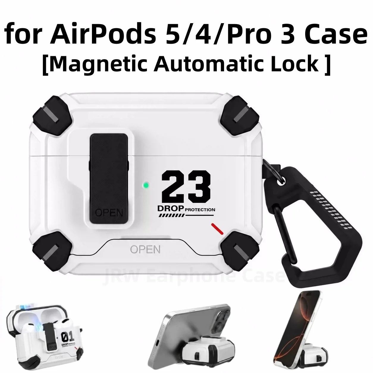 for AirPods 5/4/Pro 3 Case with Magnetic Lock Lid Compatible with Magsafe Phone Stand Design Protector Case for AirPods 5/4/Pro3