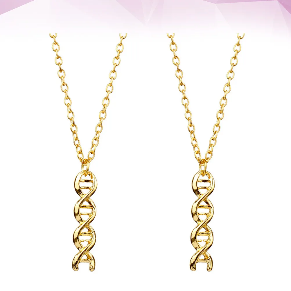 2 Pcs Necklace Women Jewelry Helix Chemistry Gold Alloy Spiral Graduation Molecule