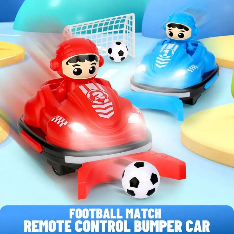 

2 Pack RC Bumper Cars Ejecting Football Game Mini Remote Control Vehicles With Light Sound 360° Rotate Gift For Kids 3+