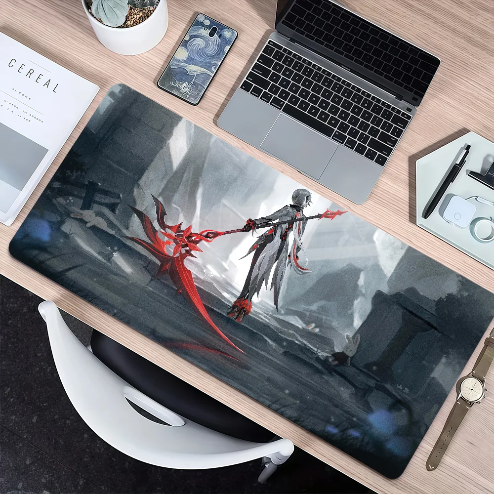 Игровой коврик для мыши Arlecchino Genshin, нескользящий утолщенный коврик для мыши, большой коврик для письма, игровая подушка для офиса, студента