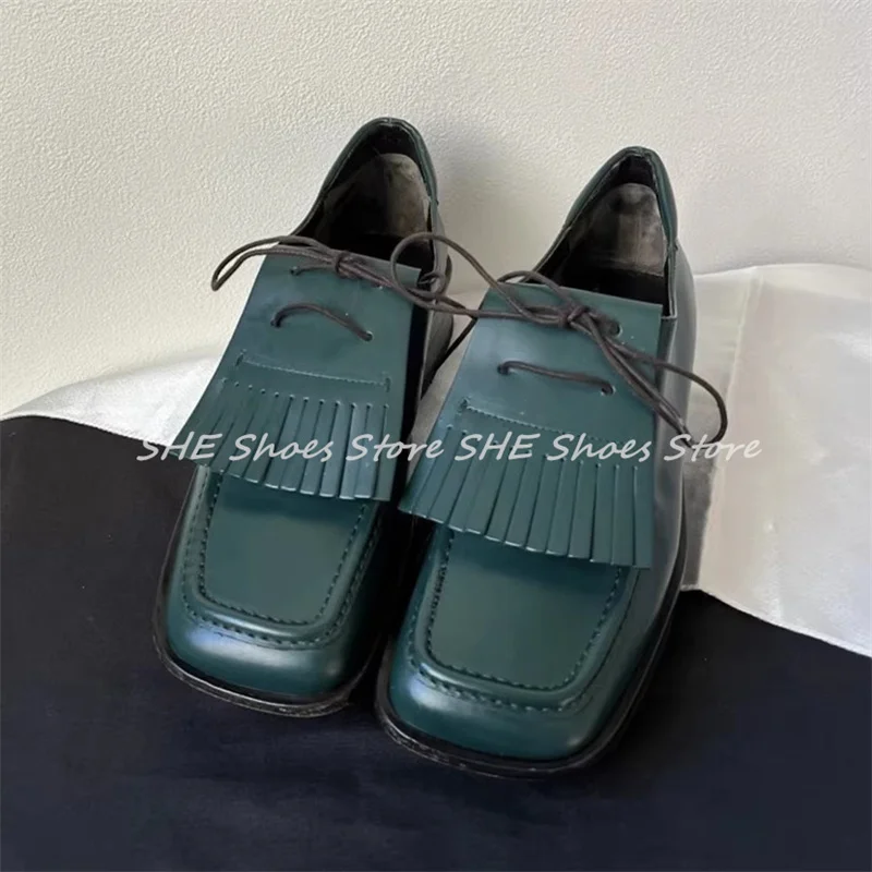 

Неглубокие женские туфли-лодочки без шнуровки с узлом-бабочкой и кисточками в стиле ретро, лоферы на высоком каблуке с квадратным носком на массивной платформе, женские туфли дерби