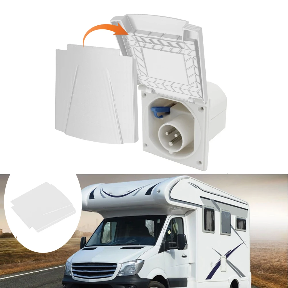 1pc RV Replacement Cover Flap Lid For Motorhome Outdoor Electric Hook Up Socket Built-In Caravan Camper Van Accessories White