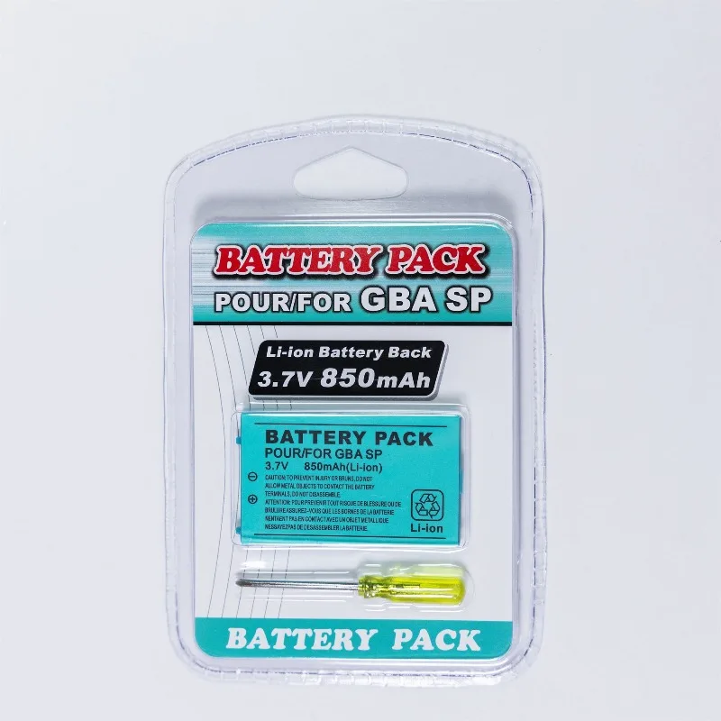 

Rechargeable Lithium-ion Battery for GBA SP 3.7V 850mAh Replacement Battery for Nintendo Gameboy Advance with Screwdriver