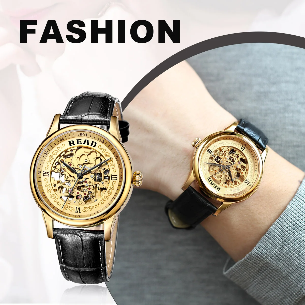 READ Men Skeleton Automatic Watch | Stainless Steel Case | Sapphire Crystal | Roman Numeral Dial | 50M Water Resistant