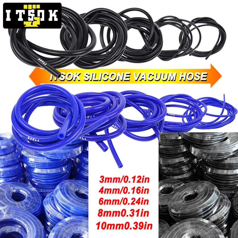 Mangueira de tubo de vácuo de silicone 3m universal tubo de silicone diâmetro interno 3mm 4mm 6mm 8mm 10mm mangueira de silicone tubo de vácuo preto azul