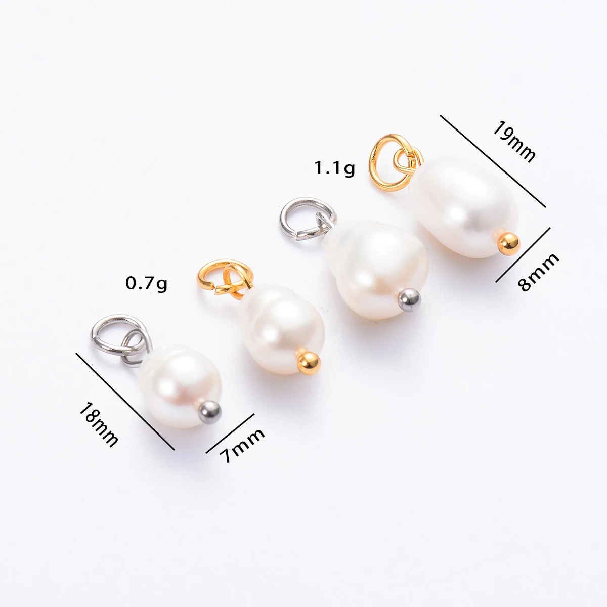 Pérola Natural Beads para Fazer Jóias, Pingente Encantos, Crimp End, Pulseira DIY, Brincos, Achados Acessórios, Dropship, 20PCs