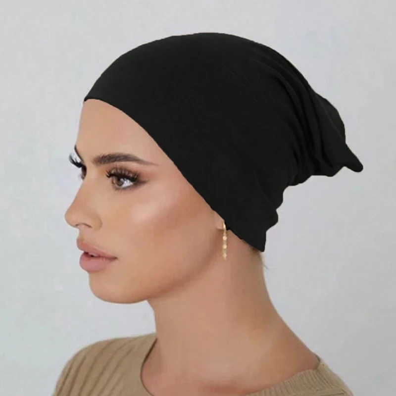 27 Colors Fashion Women Inner Hijab Tube Muslim Turban Cap Bonnet Plain Islamic Underscarf Cotton Jersey Undercaps Mujer Hat