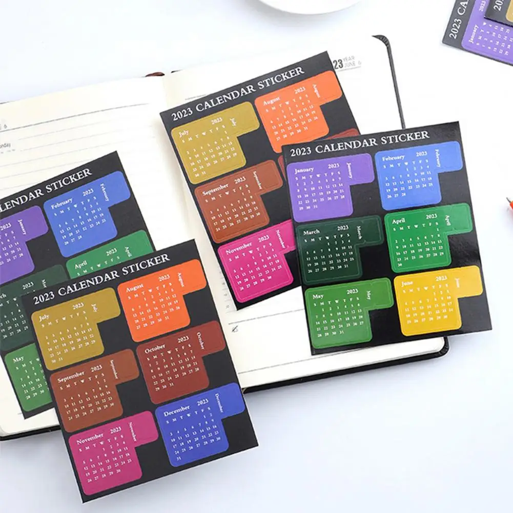 2 Pcs/Set Practical Disposable 2023 Calendar Index Label Notebook 2023 Calendar Index Label 2023 Calendar for School