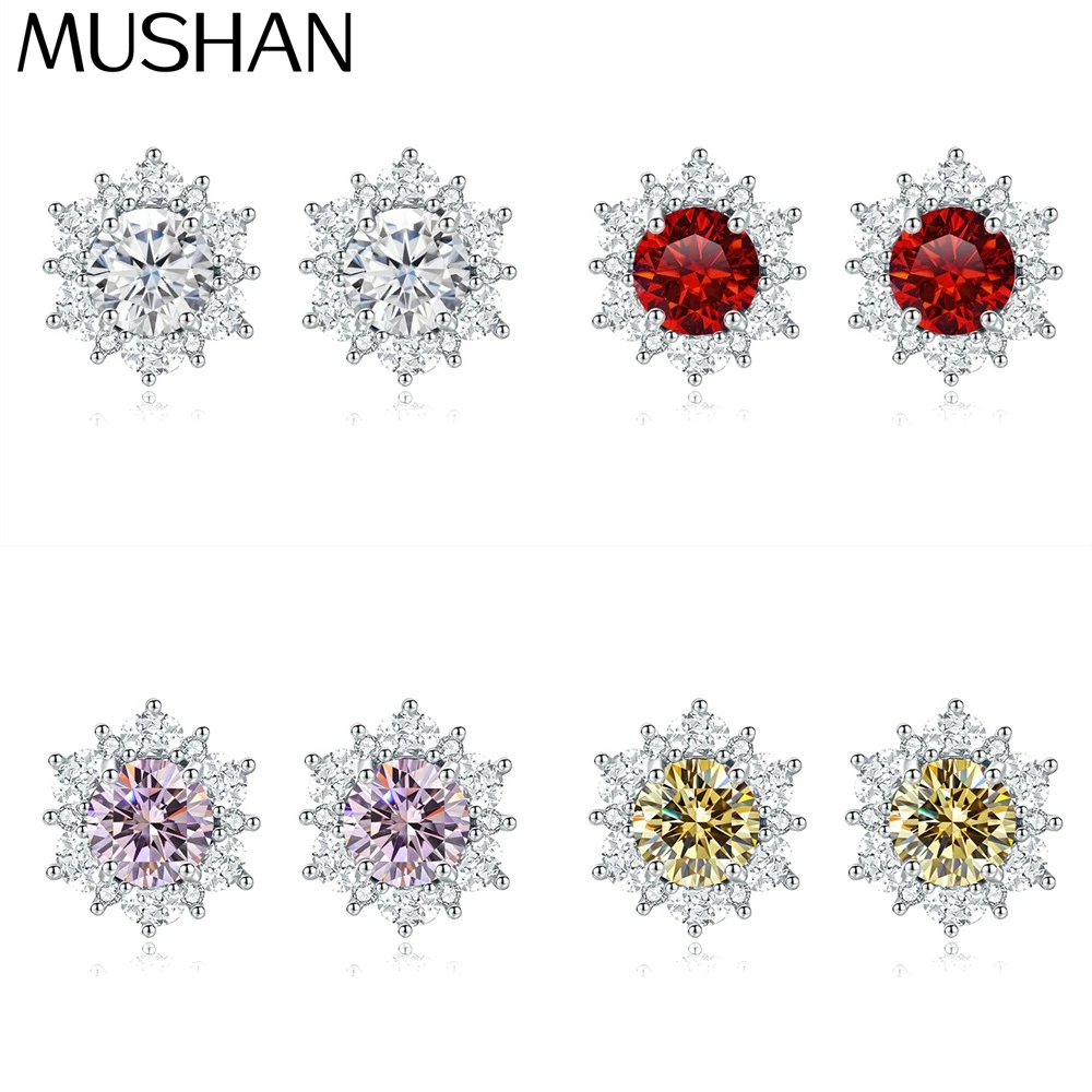 

MuShan Jewelry 925 Sterling Silver Stud Earrings Dangle High Carbon Diamond Birthday Gift Modern Women Earring Fine Jewelry