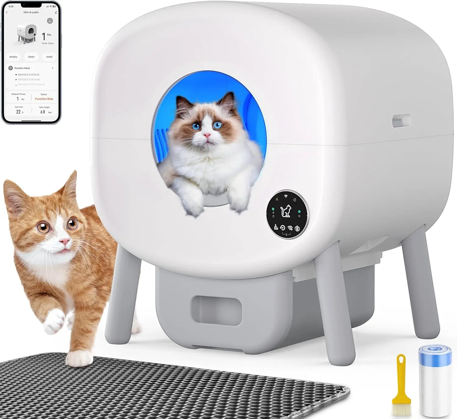 

STLF Modern Smart Plastic Cat LitterS Box Self-Cleaning with Dual Safety Sensors for Odor Control Easy Clean for Kitties