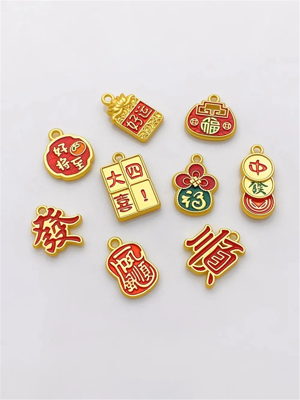 Chinese Style Ancient French Gold Smooth Sailing Good Luck Blessing Tag Pendant Handmade Diy Bracelet Material Accessories L530