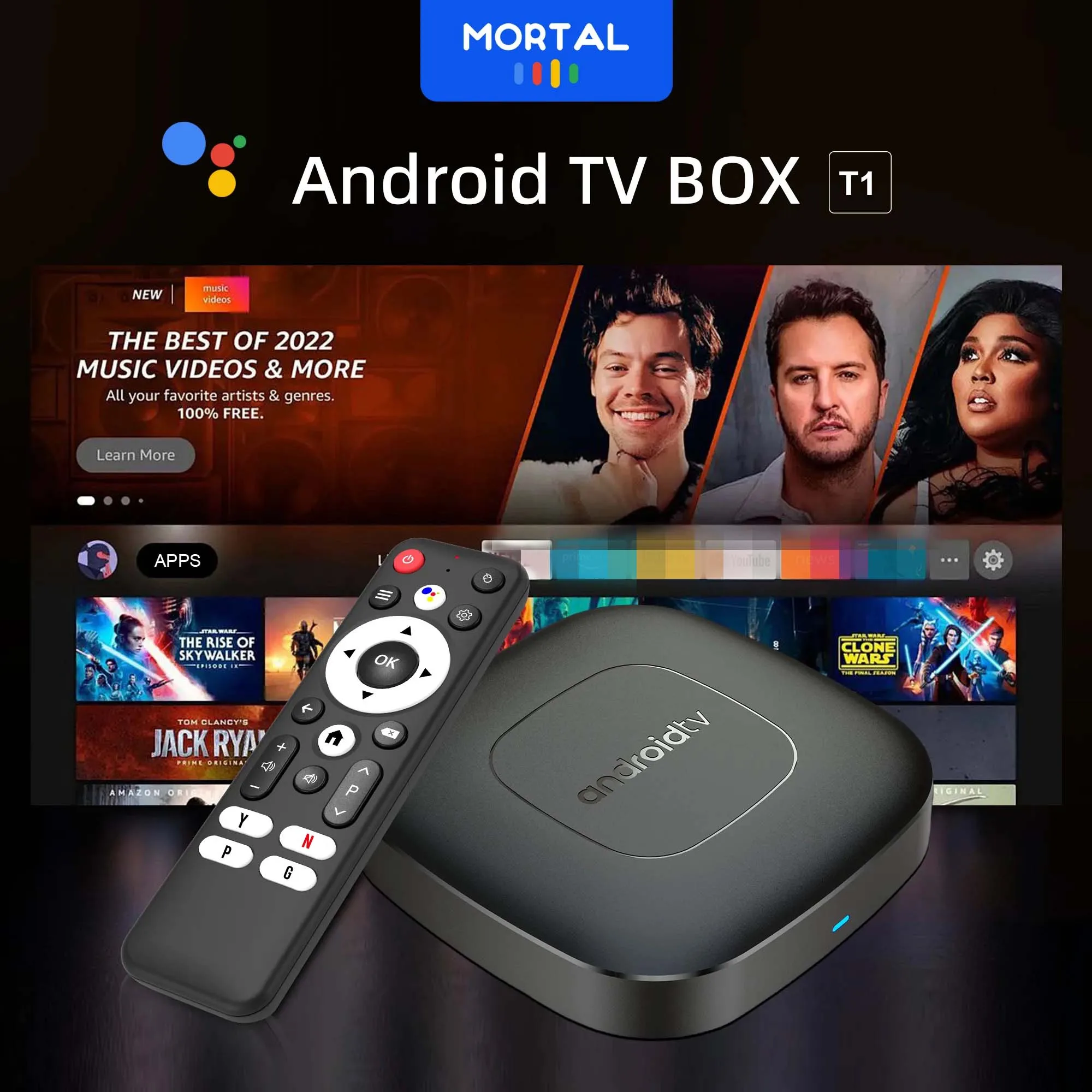 Factory Price Mortal T1 TV Box Allwinner H313 Android14 2.4G&5G Wifi 6 4K BT5.0 Voice Assistant Smart Streaming Media Player image 6