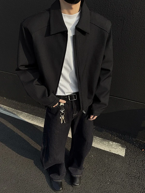 

Cleanfit ort Boxy Men's Jaet Sli Haome Spring Autumn Adstrative Sle Polyester Fiber Young People's Coat