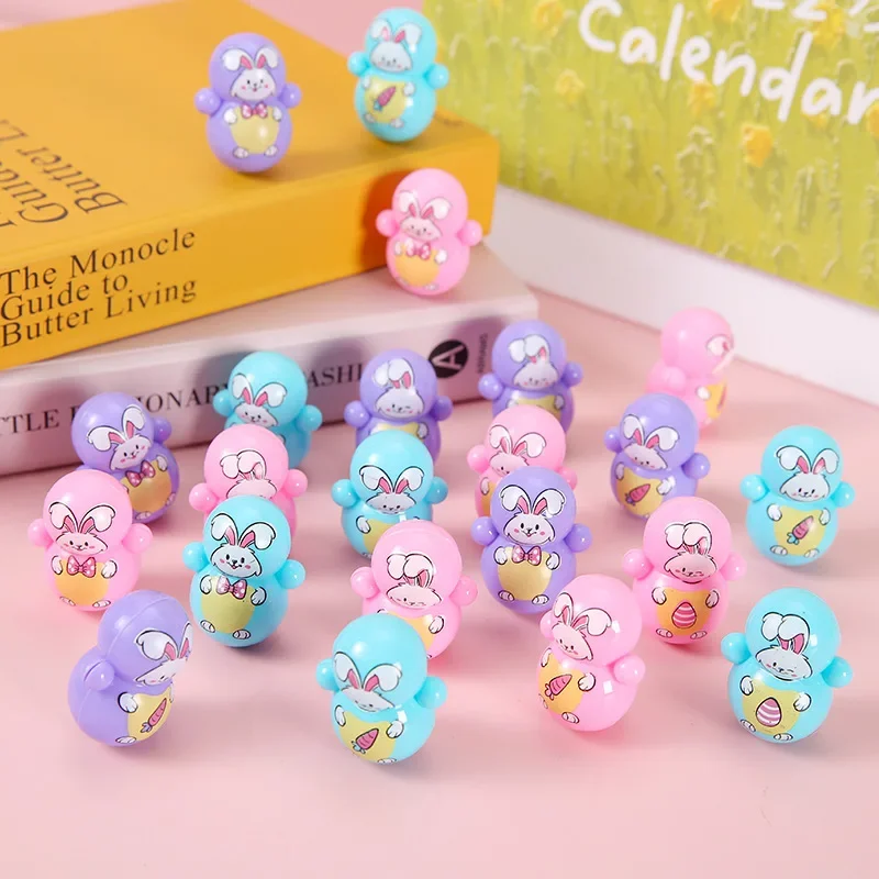 20Pcs Cartoon Mini Rabbit Tumbler Toys for Kids Birthday Party Favors Baby Shower Happy Easter Party Pinata Fillers Gift Bag