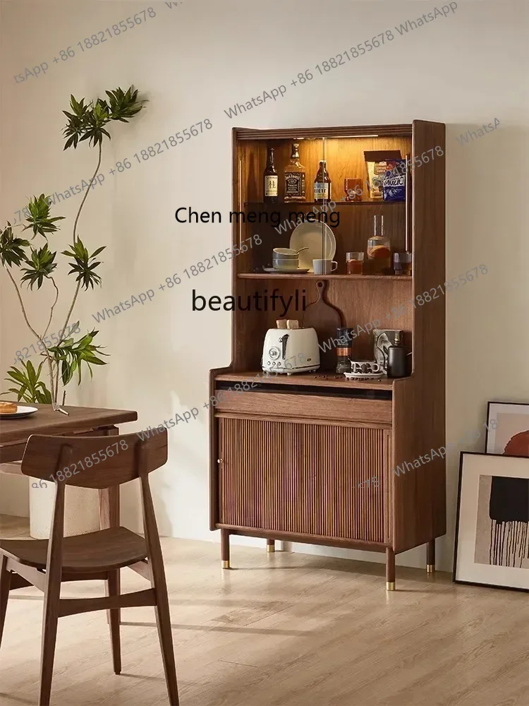 xx1Nordic simple all-solid wood bookcase display cabinet, black walnut dining side cabinet, storage side cabinet