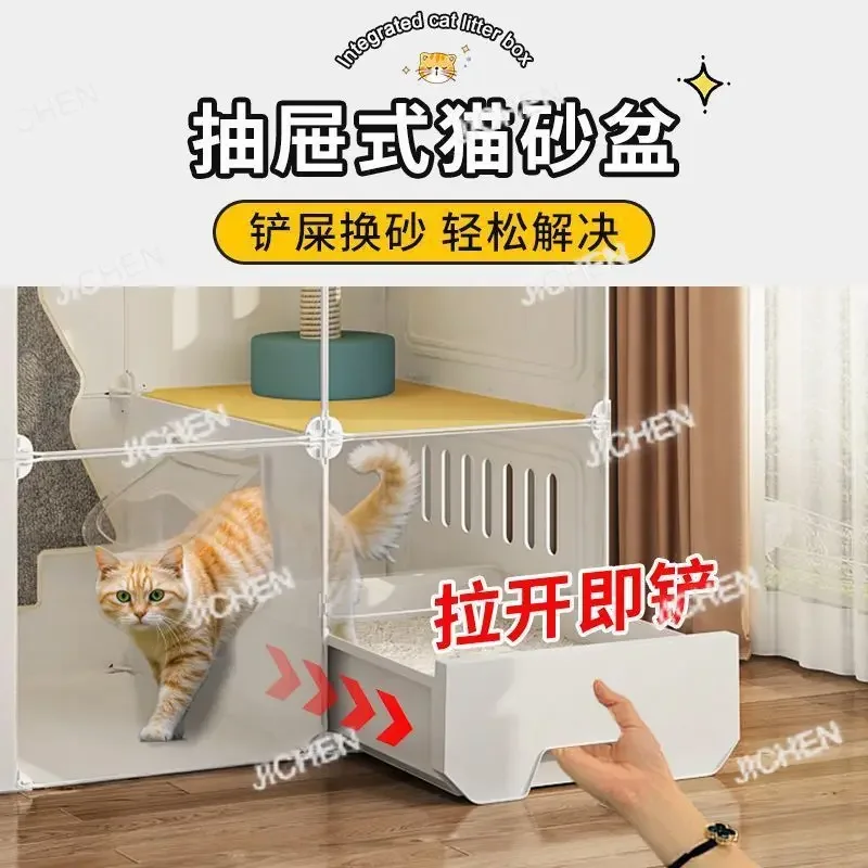 

HGCS Cat Villa Home Indoor Большое свободное пространство Одна комната Одна гостиная Одна ванная комната Кошачье гнездо с кошачьим туалетом Встроенный ящик
