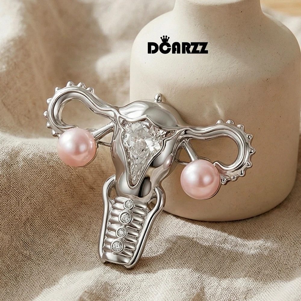 DCARZZ New Uterus Pin with Zircon Pearl Medical Gynecology Jewelry Brooch for Women Girls Doctor Nurse Lapel Badges Gifts