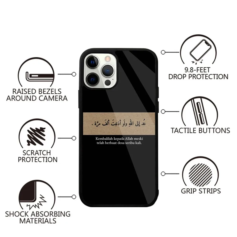 Arabic Lyrics Quotes Islamic Phone Case For iPhone 16,15,14,13,12,11,Plus,Pro,Max Mini Magsafe Magnetic Wireless Charging