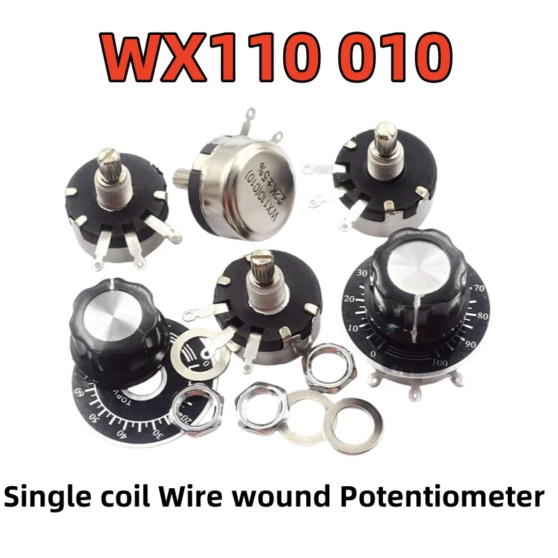 WX110 010 Single coil Wire wound Potentiometer 470R 1K 2.2K 4.7K 6.8K 10K 22K 1W