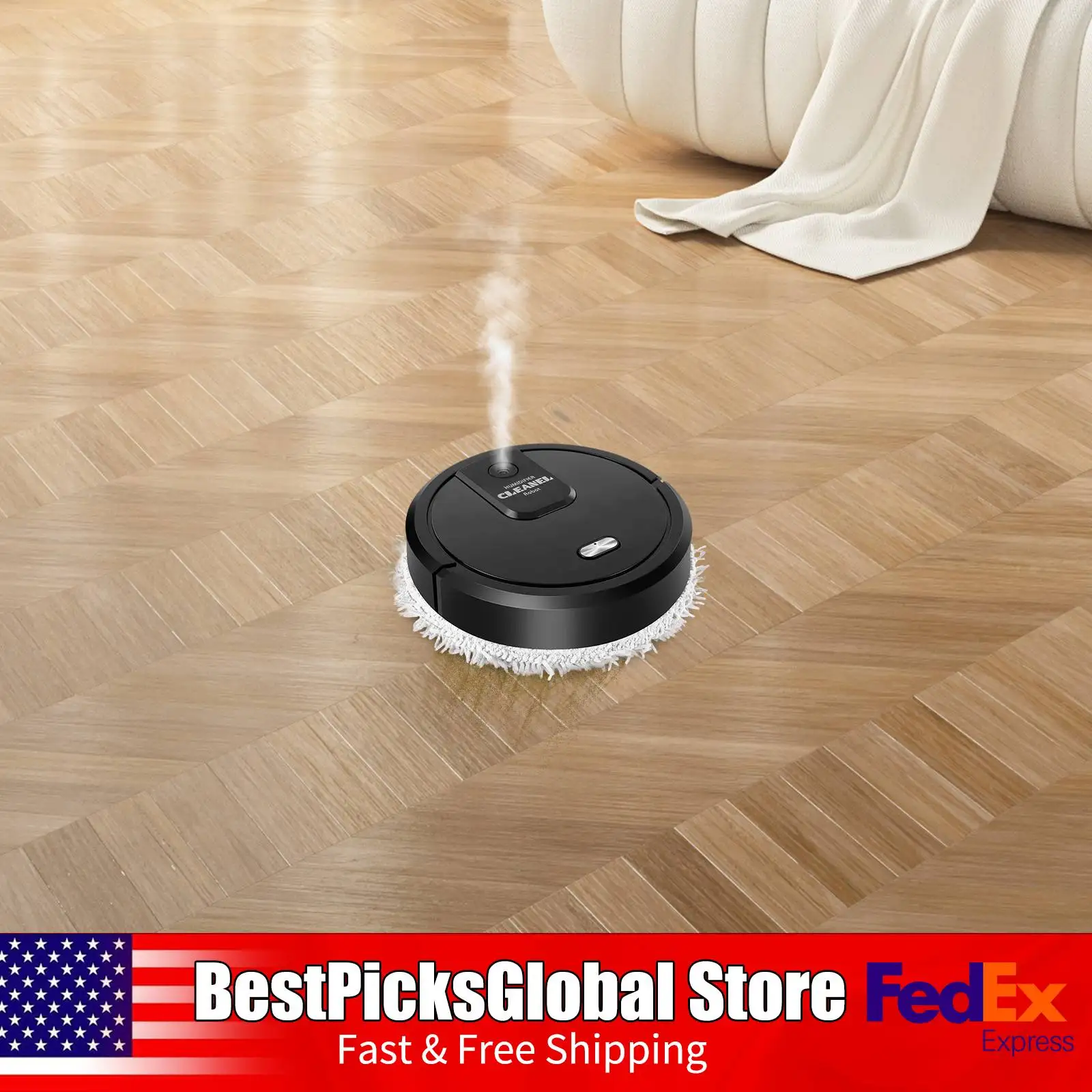 

BYMAOCAR 5W Mopping Cleaner Machine, круглый, 10000 об/мин, 1200 мАч, интеллектуальный подметальный робот с питанием от аккумулятора для дома, черный