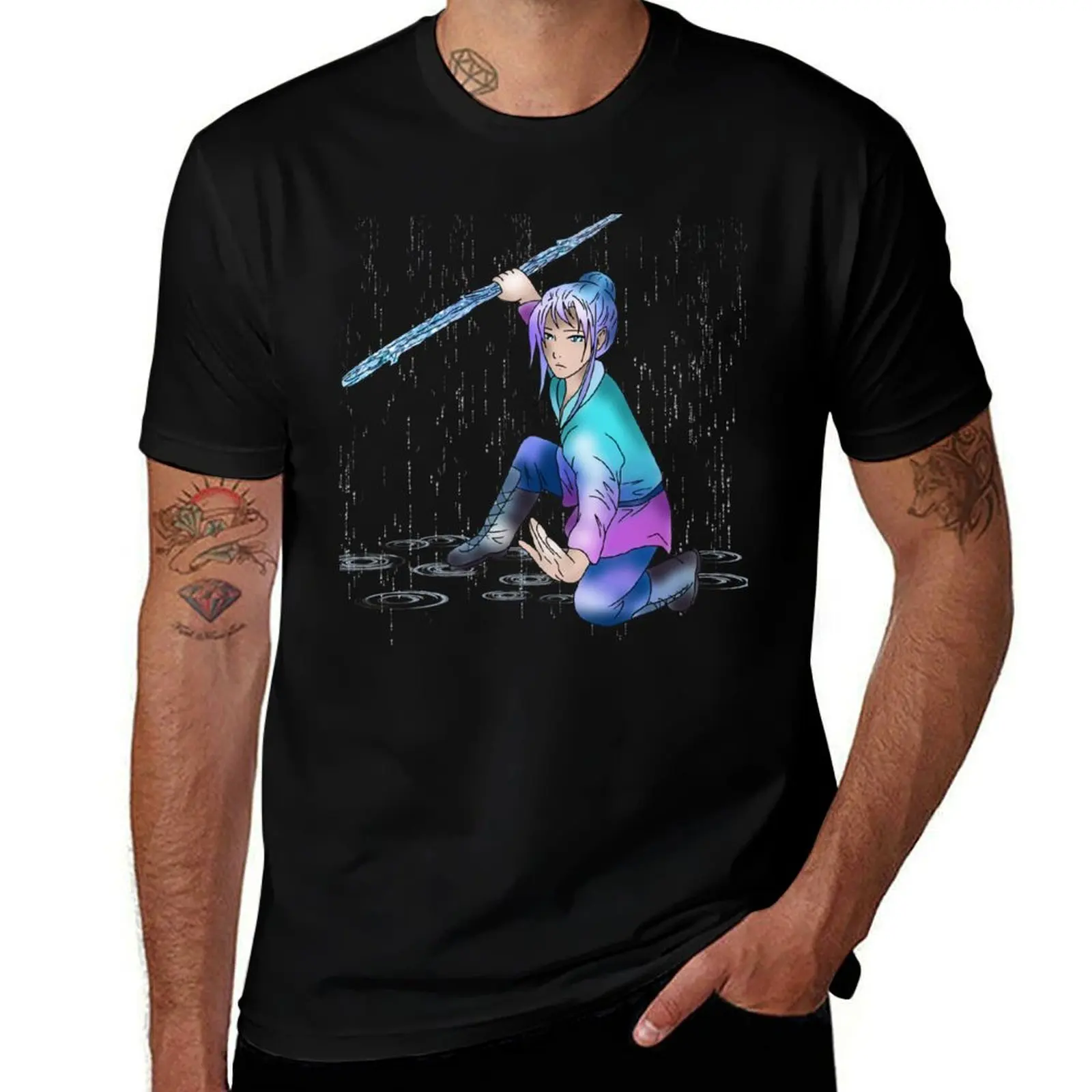 

Kung fu druid in the rain T-Shirt Casual Minimalist Short Sleeve Top