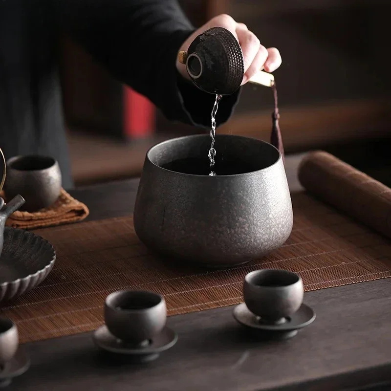 Japanese Gilded Iron Glaze Jianshui Elegant Tea Cup Wash Writing-brush Washer Household Chaxi Drinkware Accessories Collection
