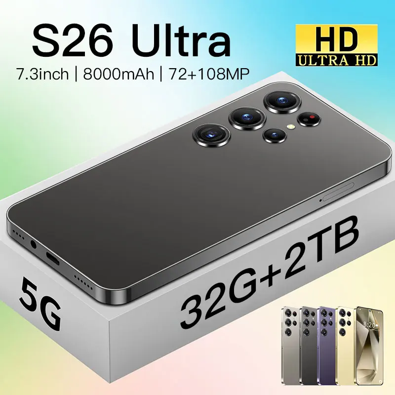 New S26 Ultra Smartphone Original 7.3 Inch 32G+2T Celulares Android Moblie Phones Unlocked 5G Dual Sim Global Version CellPhones