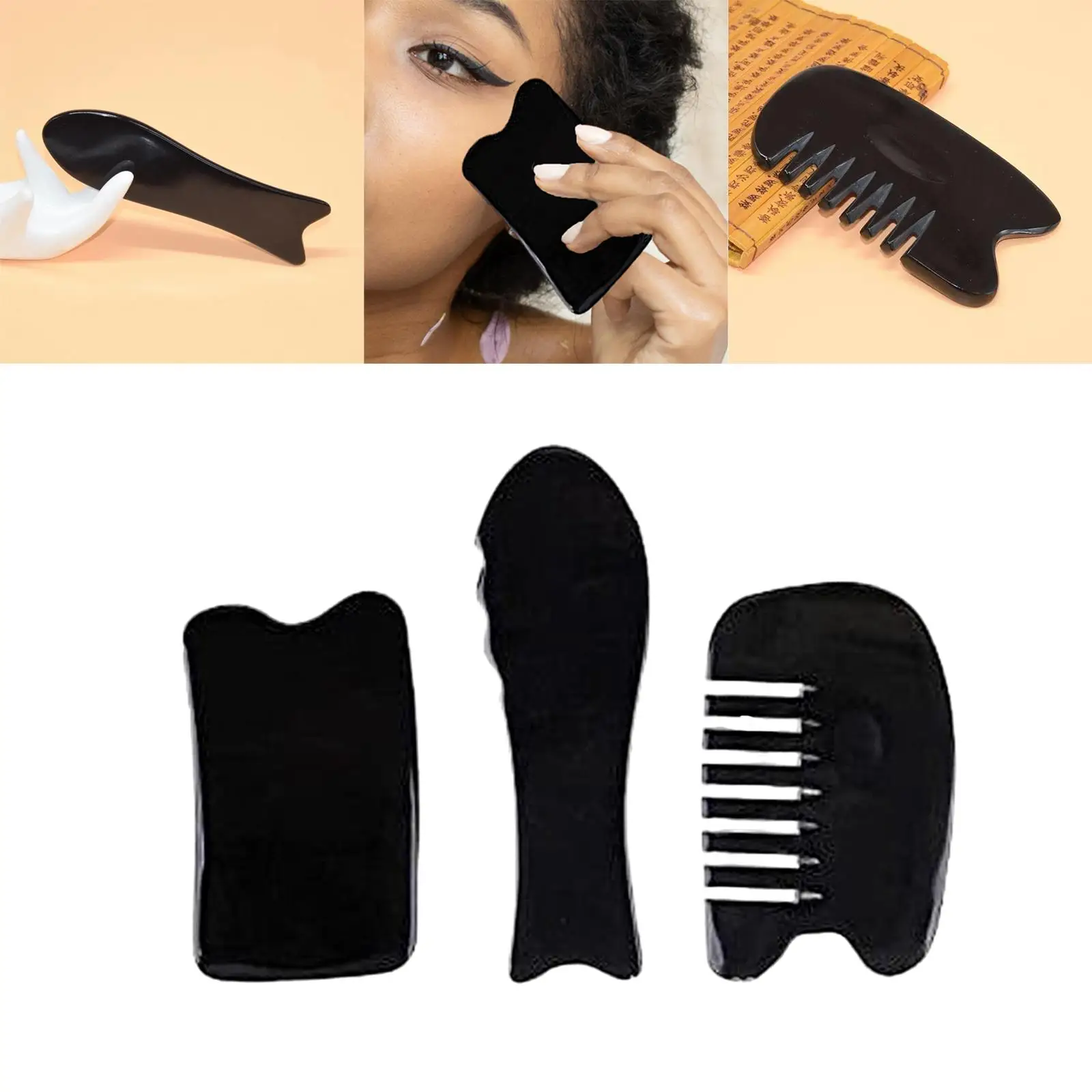 Planche à gratter de Massage du visage en résine Gua Sha, outil de beauté pour le cou, les épaules et les pieds, ensemble de soins de la peau Durable