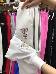 Pantalones bombachos con bordado para mujer, Pantalón deportivo de secado rápido con cintura elástica, estilo informal, para verano, 2023