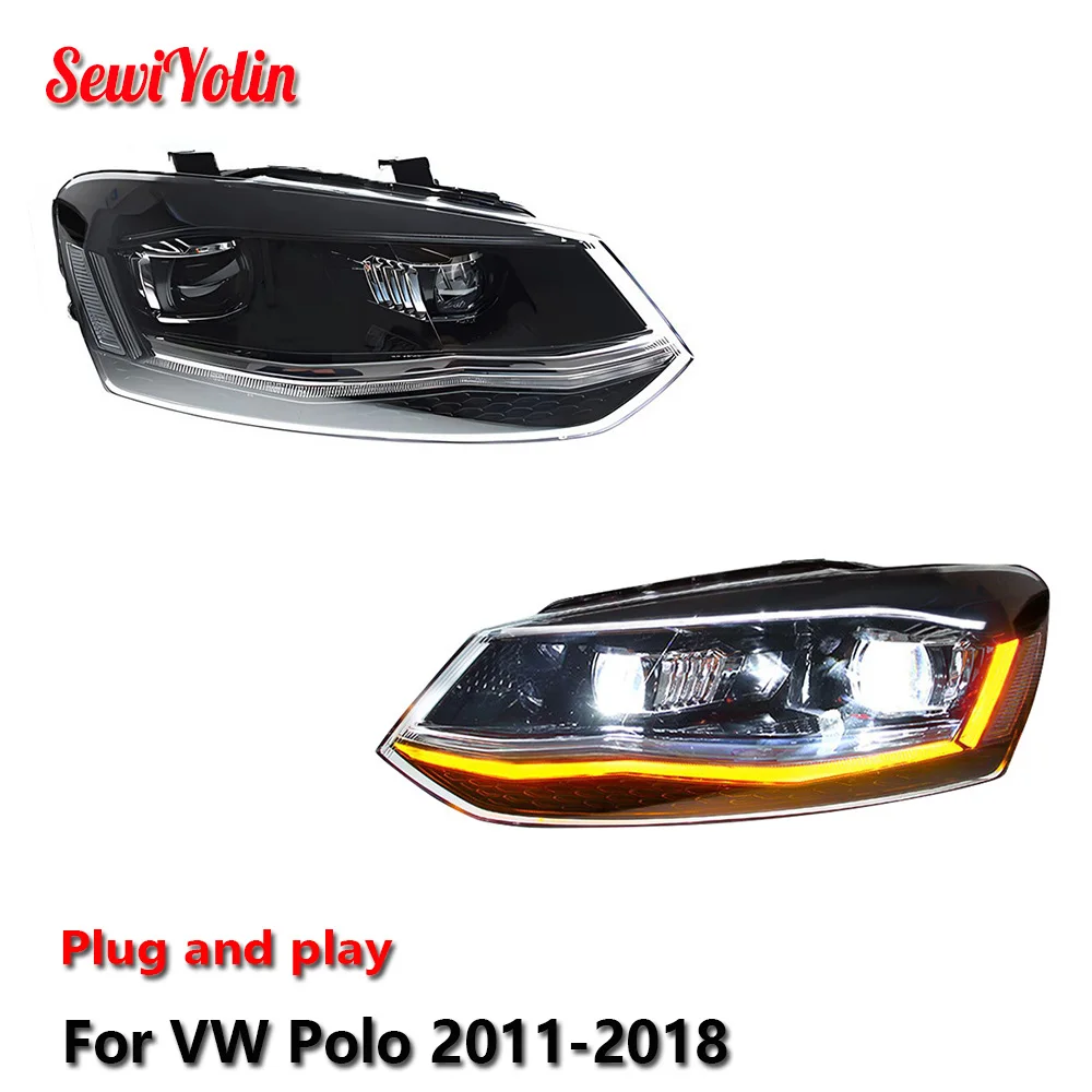 

Car LED Headlight Light Assemblies For VW Polo 2011-2018 Auto Fog DRL Brake Turn Signal Lamp Plug and Play