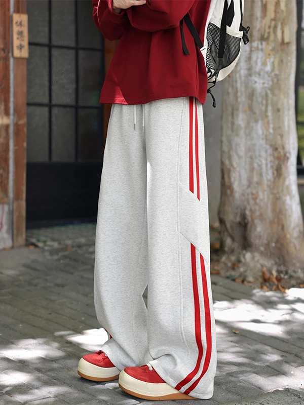 

Мужские повседневные спортивные штаны в полоску премиум-класса, широкие спортивные брюки, модные американские осенние длинные брюки для подростков