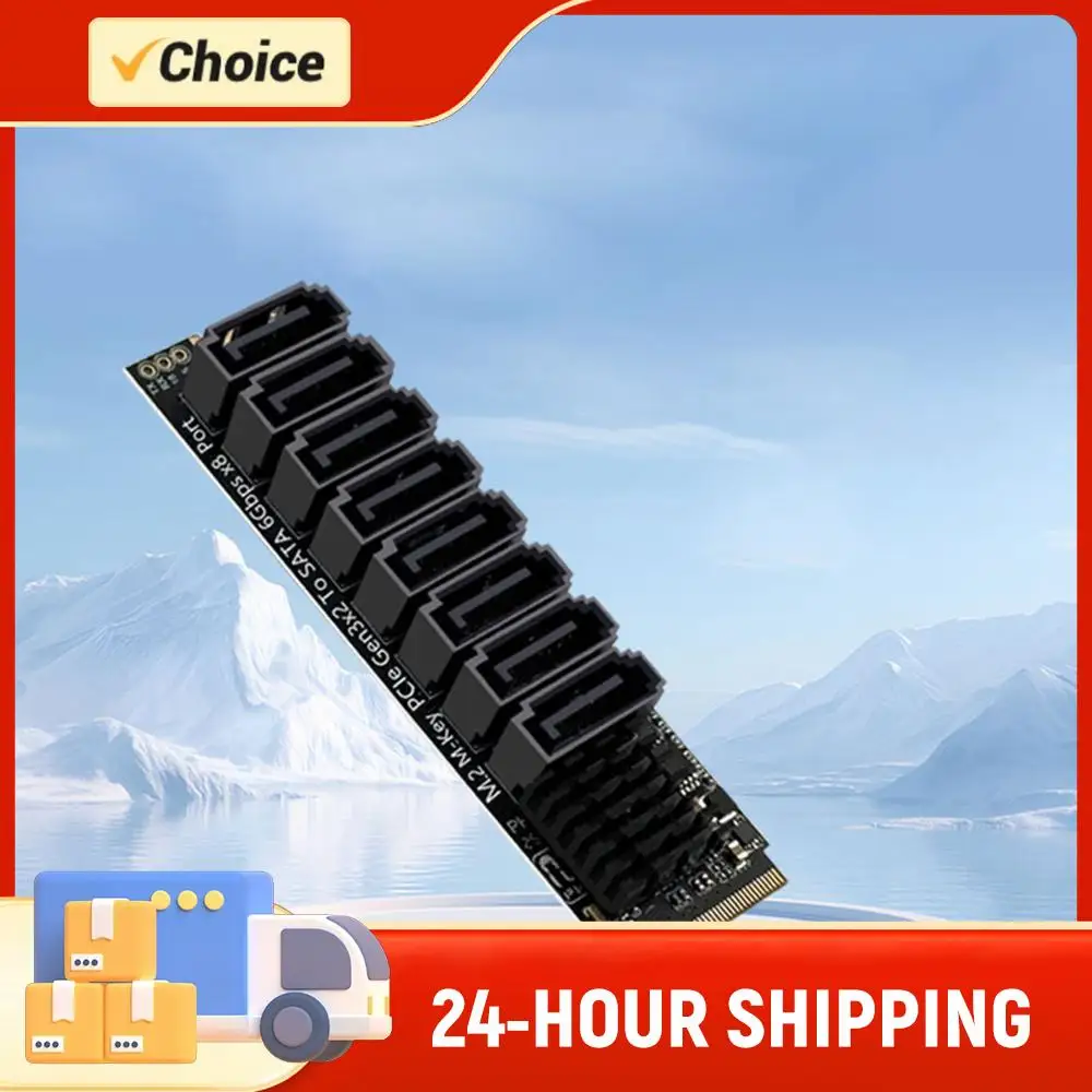 M.2 To SATA3.0 Adapter Card with Smart Indicator M.2 To SATA 3.0 Riser Card Tools Included YLB3118 6Gbps 8 Port for Desktop PC