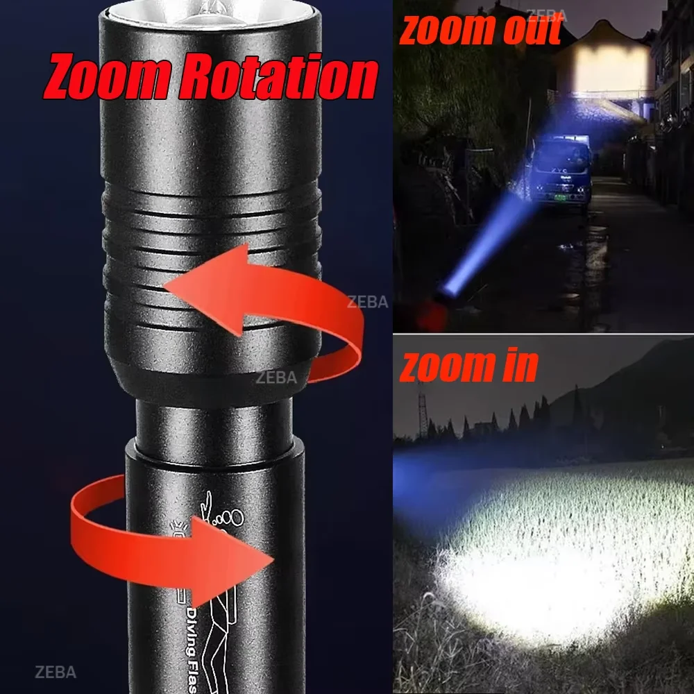 2026New20000LM Scuba Diving Flashlight ZOOM Diving Light Underwater High Power Torch Light Waterproof for Video Shooting Fishing