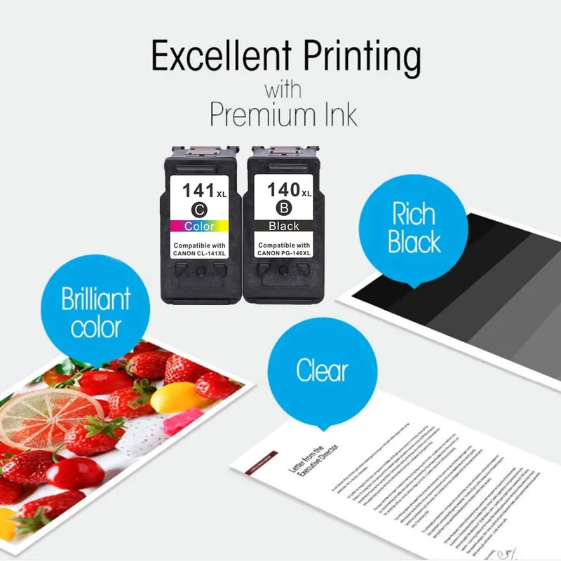 Compatible 140XL 141XL PG140 CL141 Ink Cartridge For Canon PG-140 CL-141 PIXMA MG4110 MG3210 MG3510 MG474 Printer