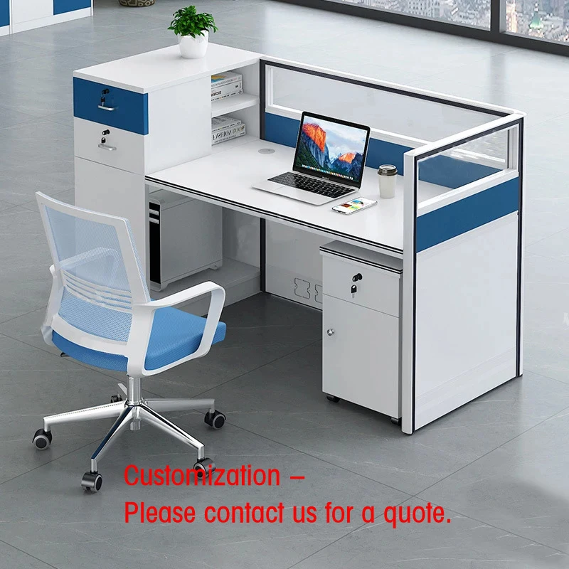 custom.Popular Modern Commercial Furniture Durable 2-4-6 Person White Blue Workstation Foldable Desk Cabinet Office Use