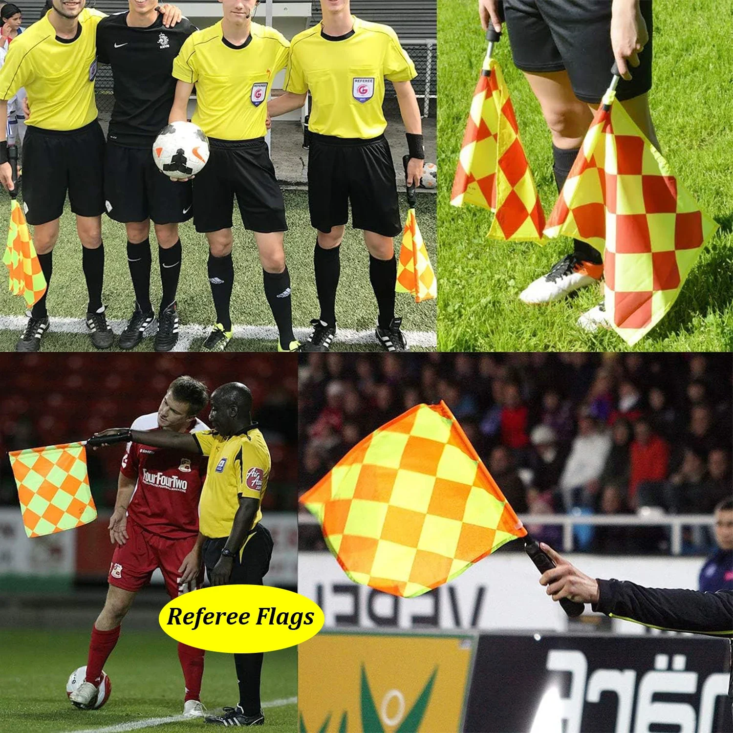 Soccer Referee Flag Referee Linesman Flag and Storage Bag Professional Fair Play Sports Competition Match Referee Equipment